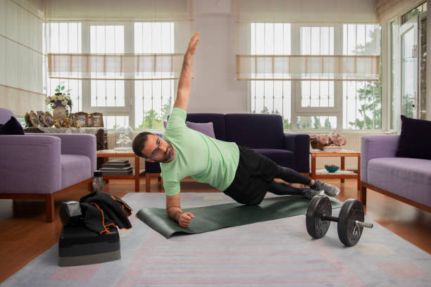 Performing lunges with adjustable weights in a budget-friendly home gym.