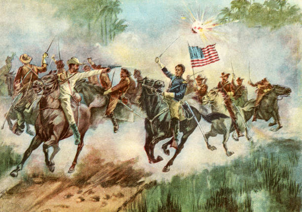  A historical painting portraying a key moment in the fight for American independence